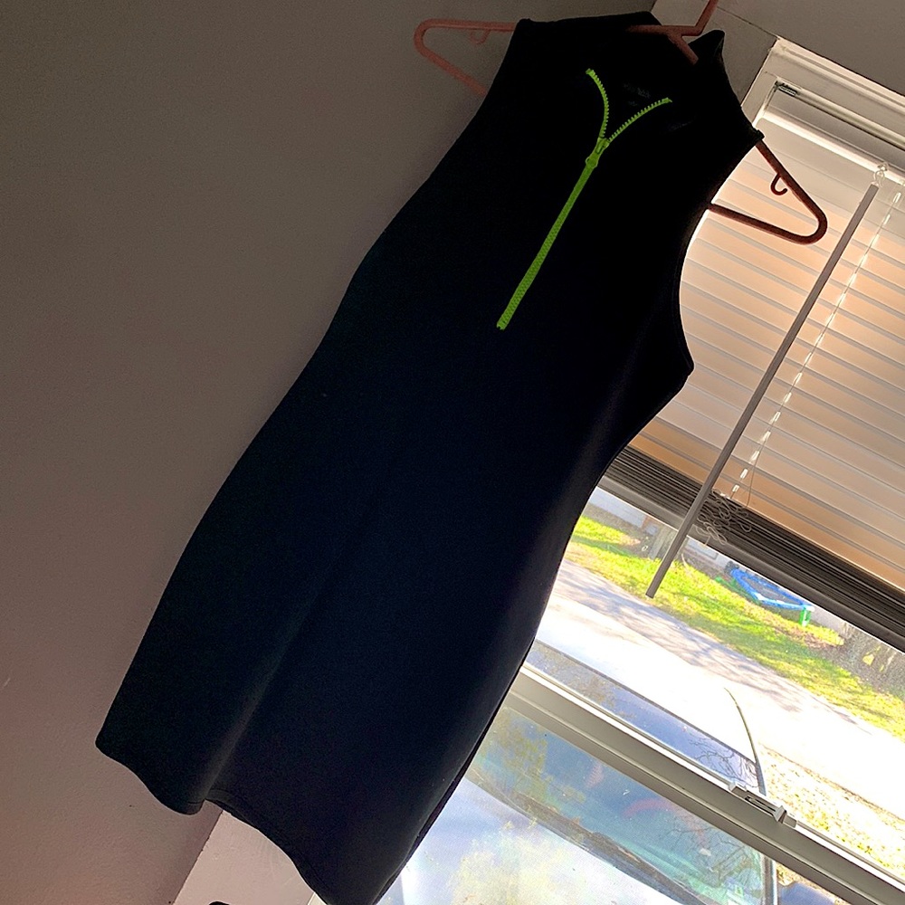 Black dress with lime green zipper
